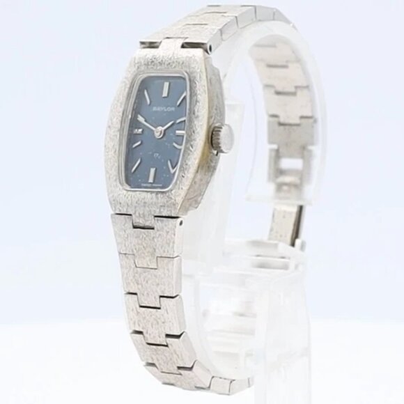 Vintage Baylor Frosted Blue Sunburst Ladies Mechanical Wristwatch ST 69-20 - Picture 1 of 5